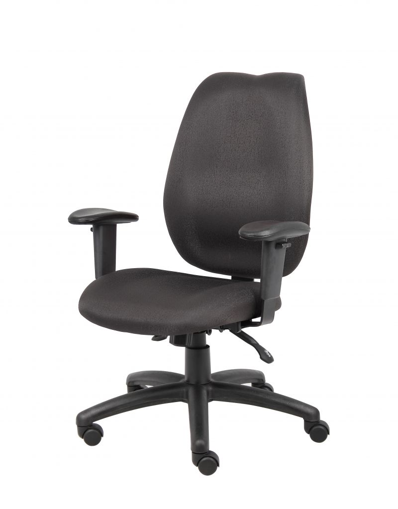 Boss High-Back Task Chair With Adjustable Arms, Black