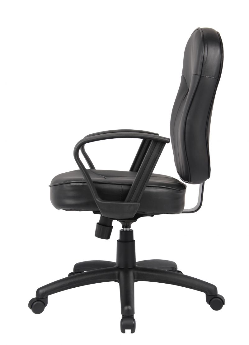 Boss Black Leather Task Chair W/ Loop Arms