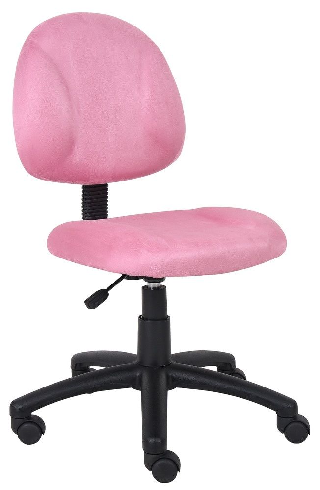 Boss Perfect Posture Deluxe Modern Microfiber Home Office Chair Without Arms, Pink