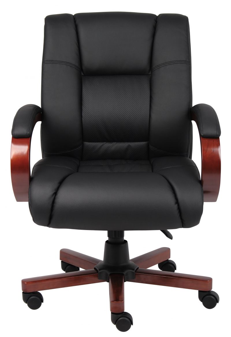 Boss Mid Back Executive Wood Finished Chairs, Cherry