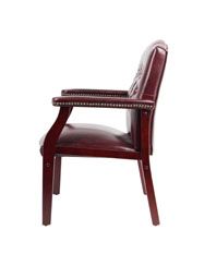 Boss Traditional Oxblood Vinyl Guest, Accent Or Dining Chair W/ Mahogany Finish