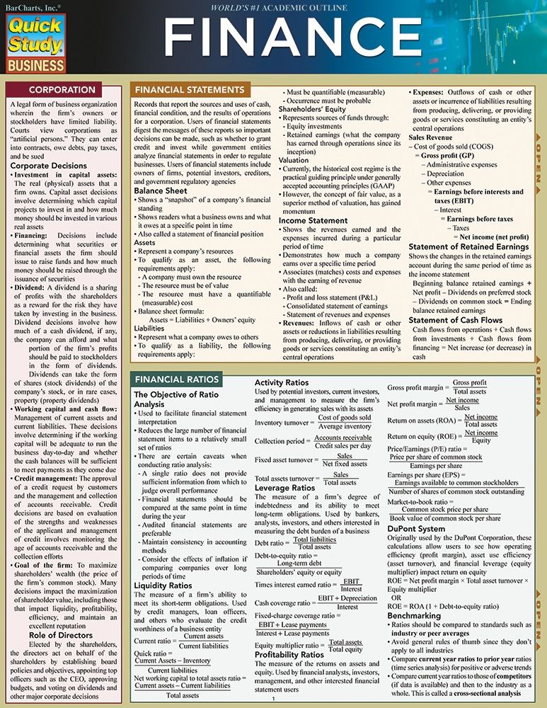 Quickstudy | Finance Laminated Reference Guide