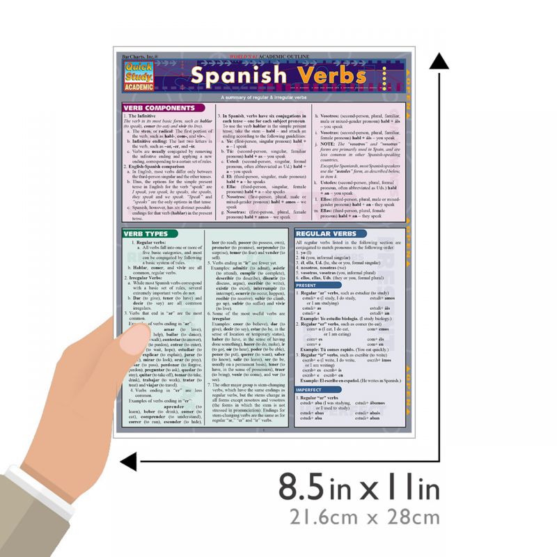 Quickstudy | Spanish Verbs Laminated Study Guide