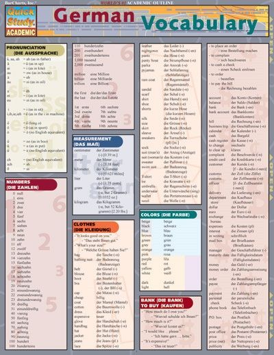 Quickstudy | German Vocabulary Laminated Study Guide