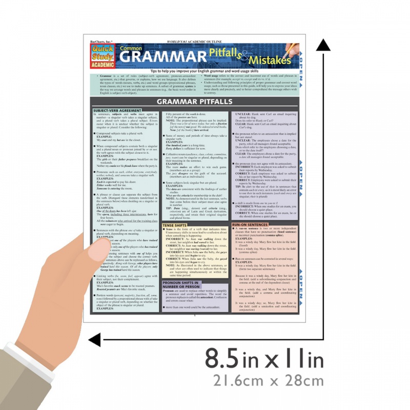 Quickstudy | Common Grammar Pitfalls & Mistakes Laminated Study Guide