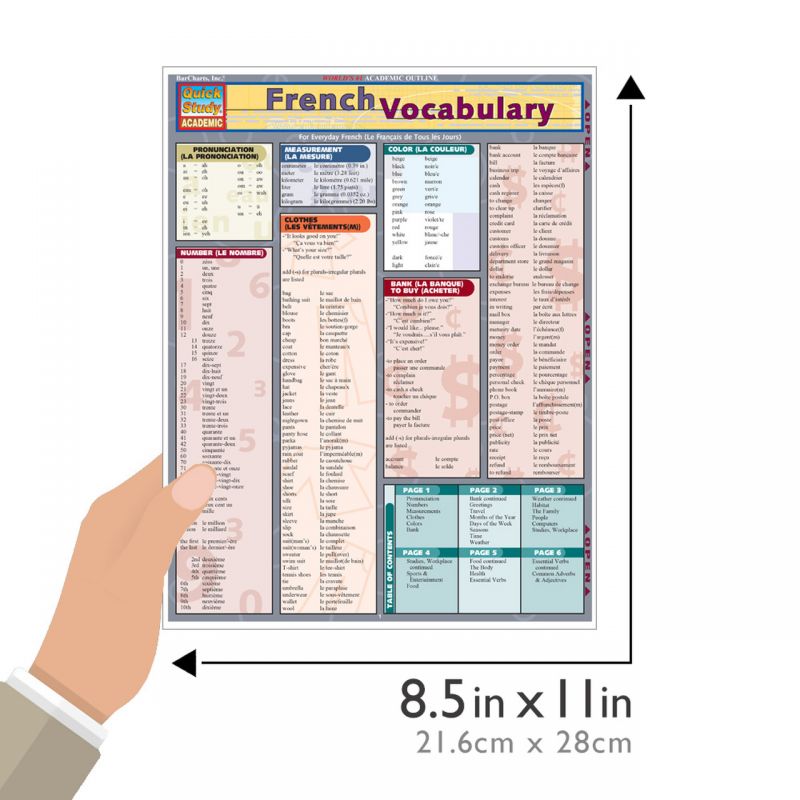 Quickstudy | French Vocabulary Laminated Study Guide