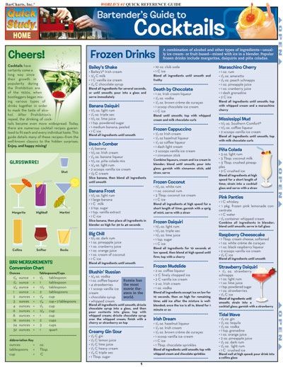 Quickstudy | Bartender's Guide To Cocktails Laminated Reference Guide