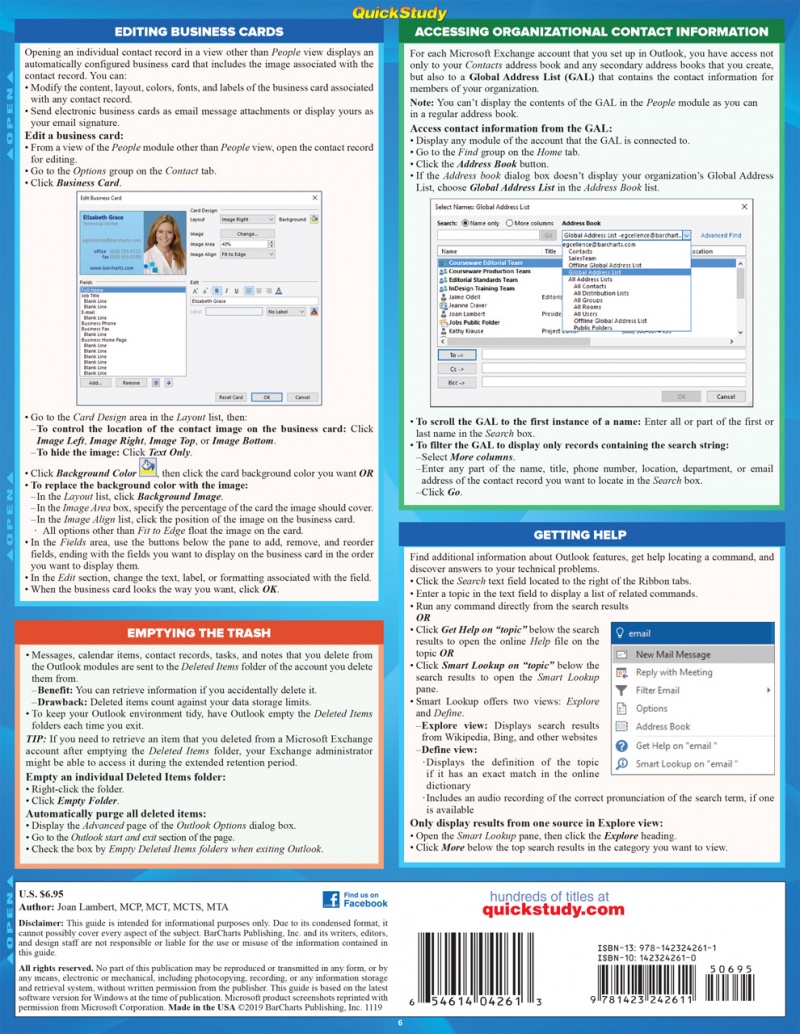 Quickstudy | Microsoft Outlook 365: 2019 Laminated Reference Guide