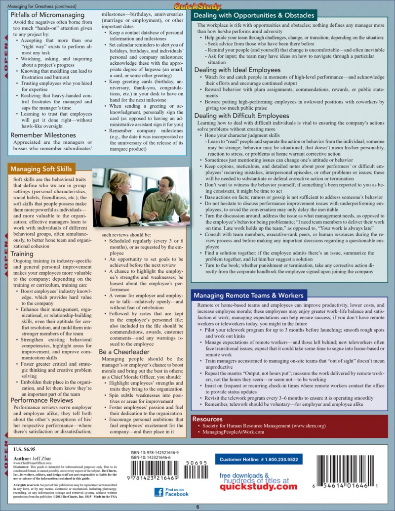 Quickstudy | Managing People Laminated Reference Guide