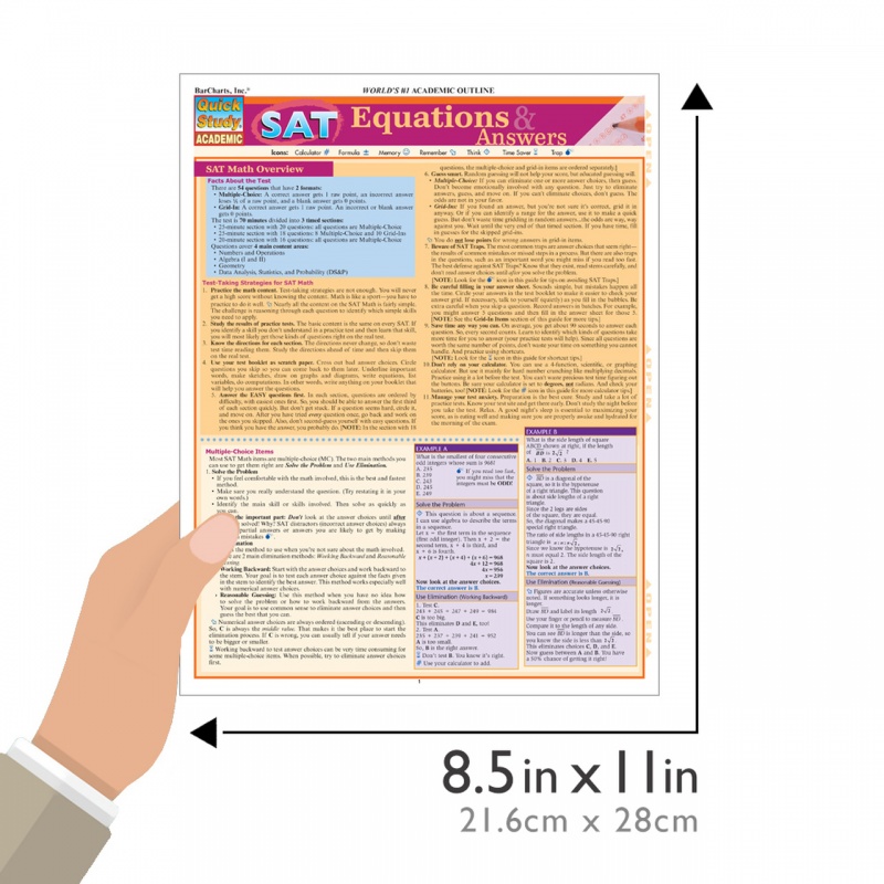 Quickstudy | Sat: Equations & Answers Laminated Study Guide