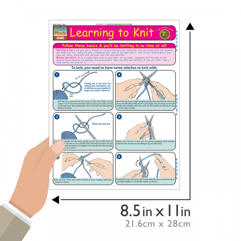 Quickstudy | Learning To Knit Laminated Reference Guide