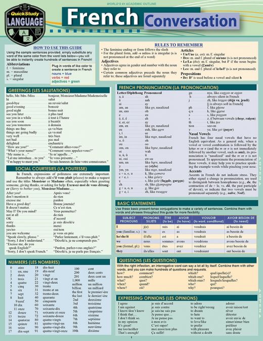 Quickstudy  French Conversation Laminated Study Guide