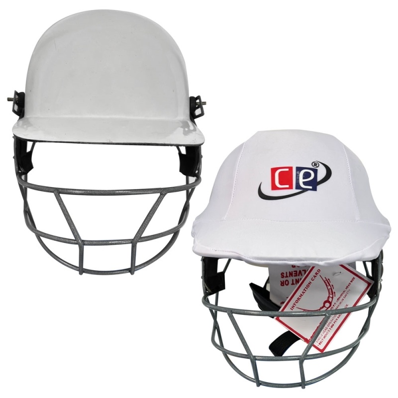 Ce Cricket Helmet With Multicolor Covers Range For Head & Face Protection Adjustable Size (White)