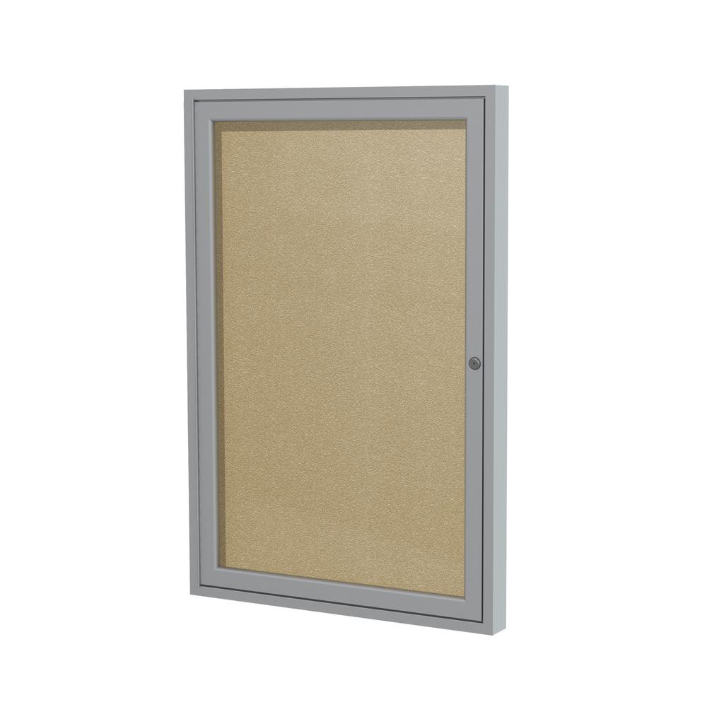 Ghent 1 Door Enclosed Vinyl Bulletin Board With Satin Frame, 24