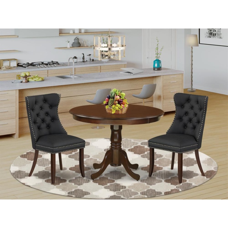 3 Piece Round Dining Table Set With Pedestal