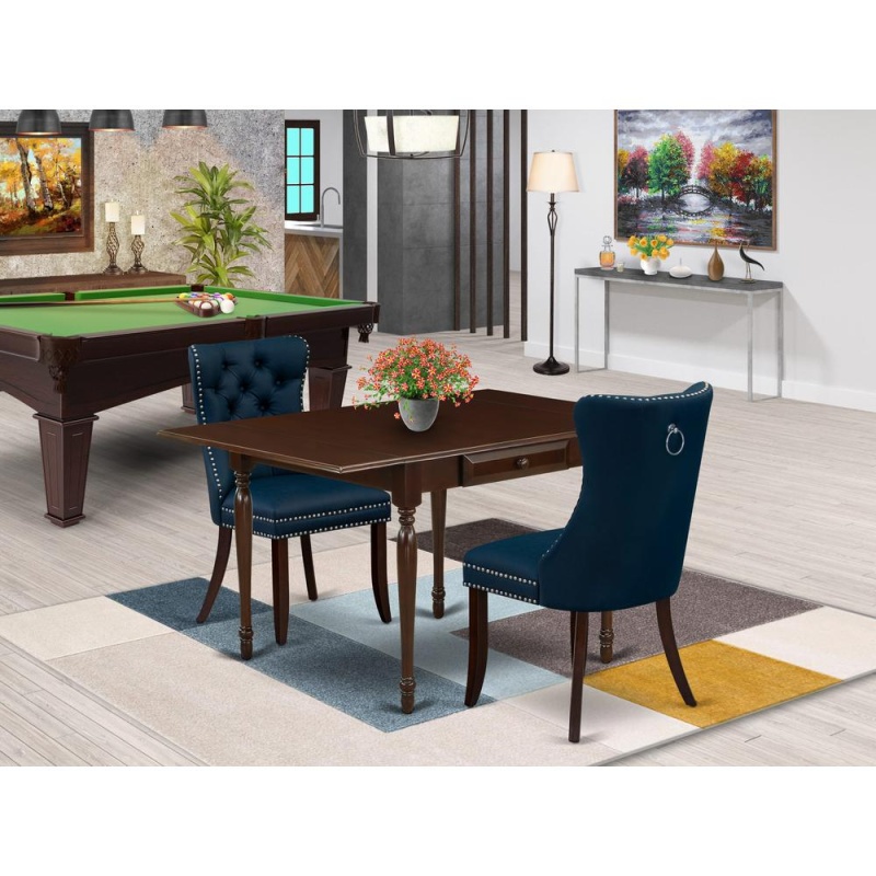3 Piece Dining Set with Rectangle Kitchen Table and Dropleaf