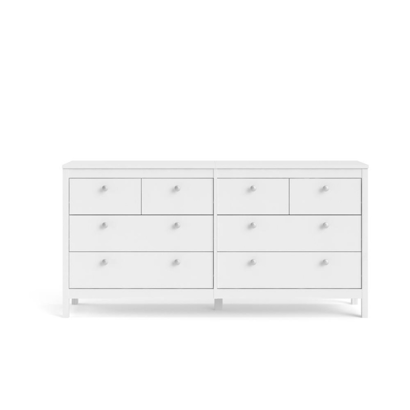 Madrid 8 Drawer Double Dresser , White