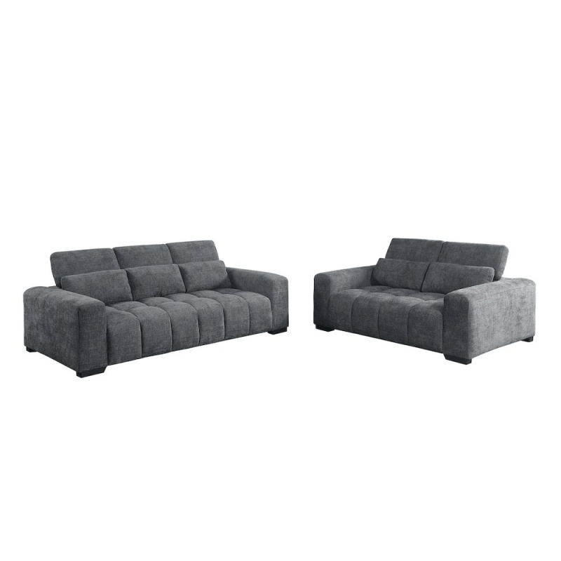 2-Piece Sofa & Loveseat Set in Dark Gray