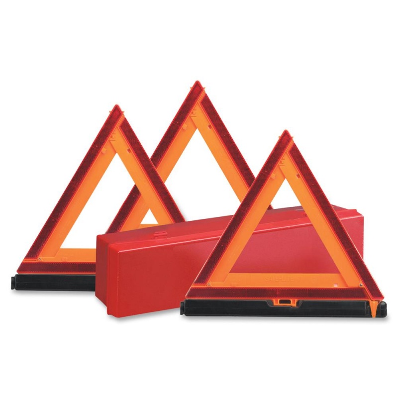 Deflecto Emergency Warning Triangle Kit - 1 Kit - 17.3" Width X 16.5" Height - Triangle Shape - Reflective, Non-Flammable - Outdoor - Orange, Red