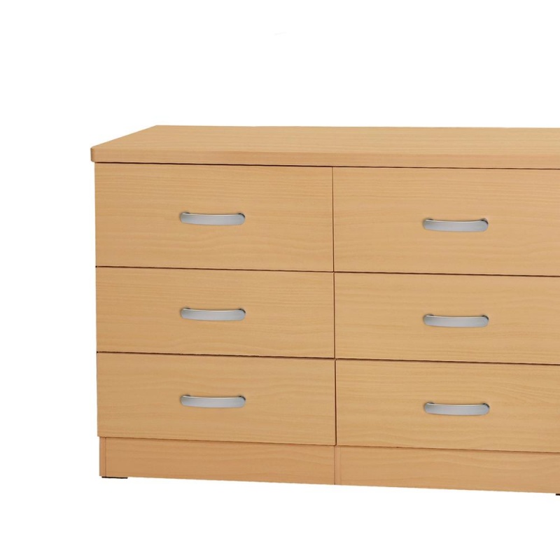 Better Home Products Dd & Pam 6 Drawer Engineered Wood Bedroom Dresser In Beech