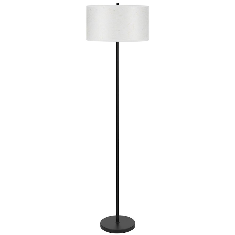 100 Watt Octavia Black Metal Pole Lamp With White Drum String Pattern Shade