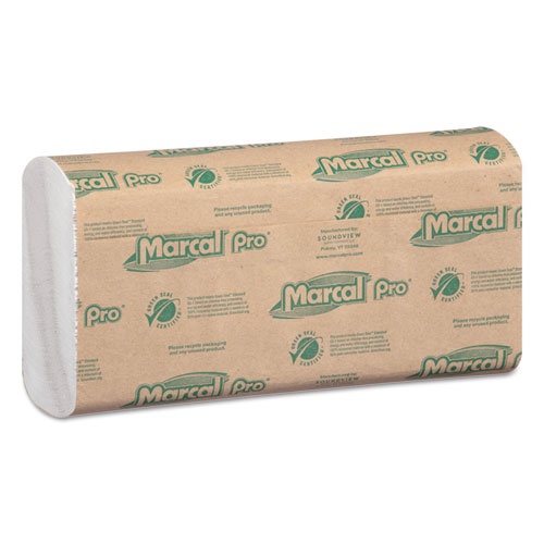 100% Recycled Folded Paper Towels, C-Fold, 1-Ply, 12.88 X 10.13, White, 150/Pack, 16 Packs/Carton