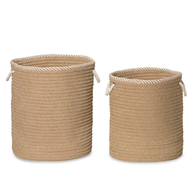 Soft Chenille Woven Hampers - Sand 15"X15"x18"