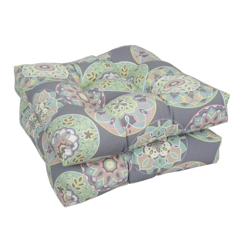 19-Inch Squared Polyester Outdoor Tufted Dining Chair Cushion