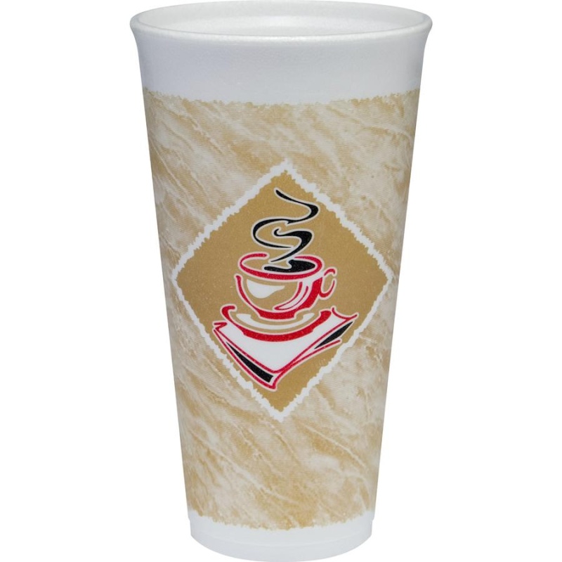 Dart 20 Oz Cafe G Design Insulated Foam Cups - 25 / Bag - 20 / Carton - White - Foam - Hot Drink, Cold Drink