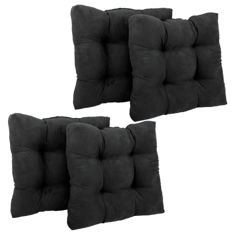 19-Inch Squared Microsuede Tufted Dining Chair Cushion (Set Of Four)