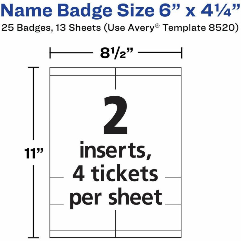 Avery® Vertical Name Badges & Tickets Pvc Plastic White 1 / Box