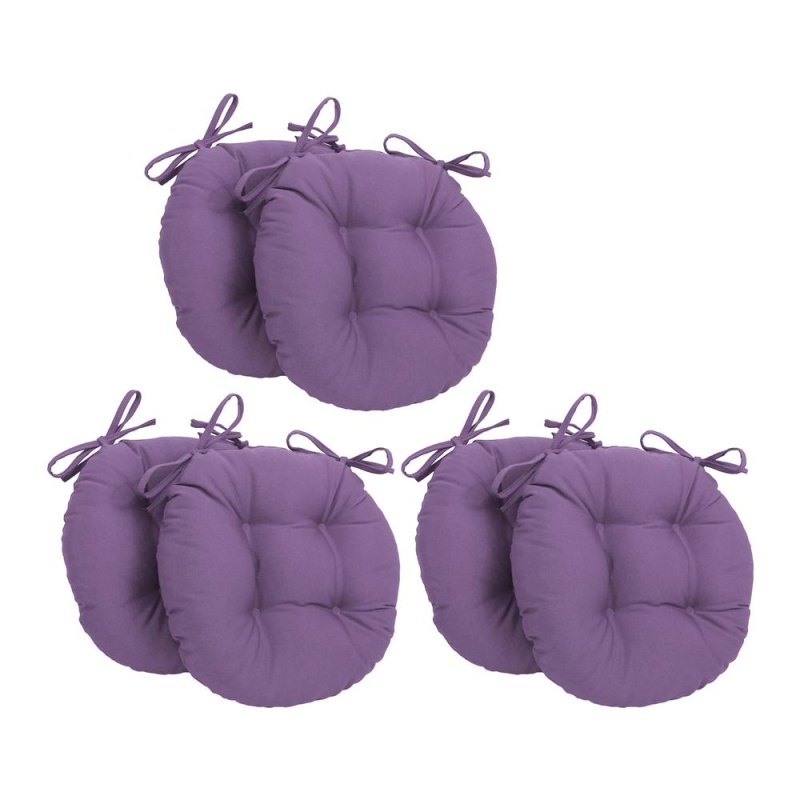 16-Inch Solid Twill Round Tufted Chair Cushions (Set Of 6) 916X16rd-T-6Ch-Tw-Gp