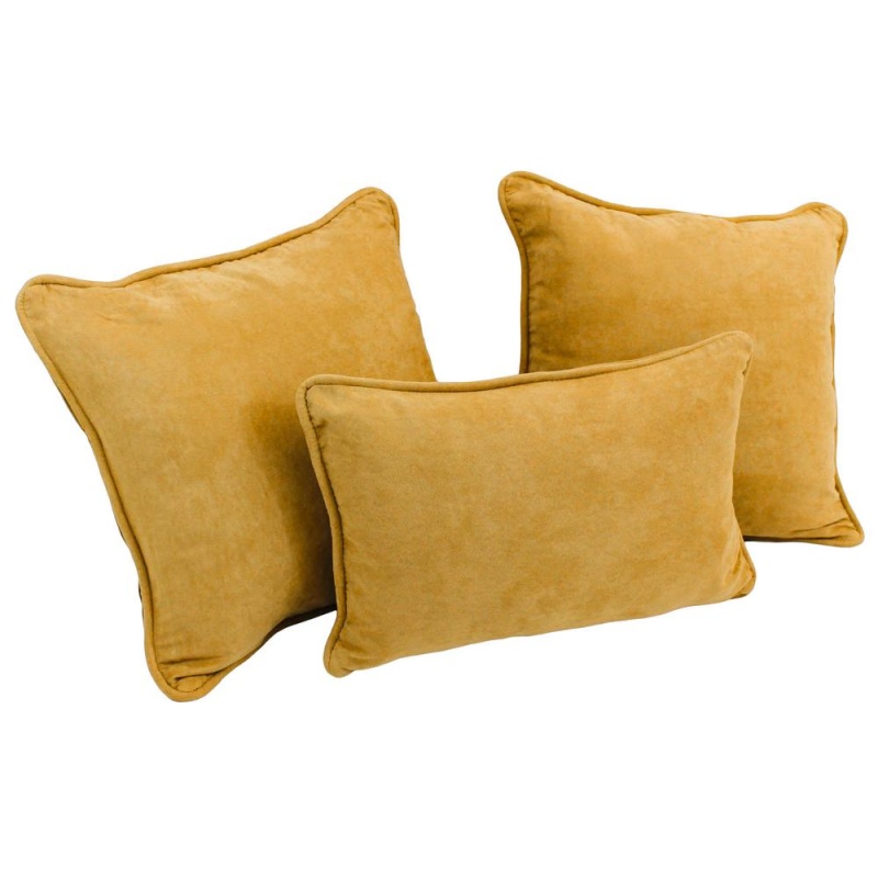 Double-Corded Solid Microsuede Throw Pillows With Inserts