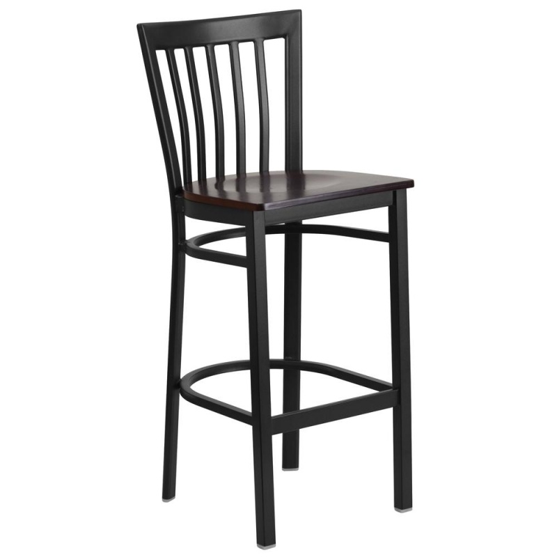 Black School House Back Metal Restaurant Barstool