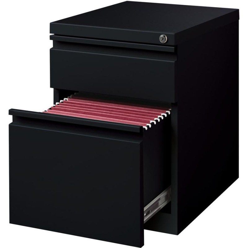 Lorell 20" 2-Drawer Box/File Steel Mobile Pedestal - 15" X 19.9" X 23.8" For Box, File - Letter - Mobility, Ball-Bearing Suspension, Removable Lock, Pull-Out Drawer, Recessed Drawer, Anti-Tip, Casters