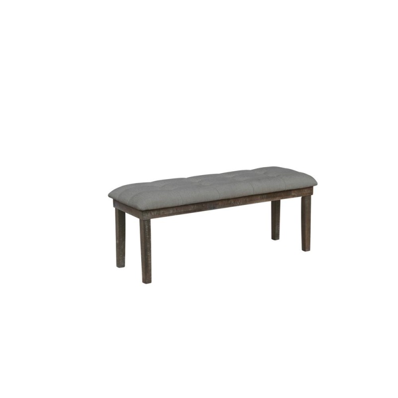 Classic Upholstered Dining Bench Tufted In Linen Fabric, Dark Grey