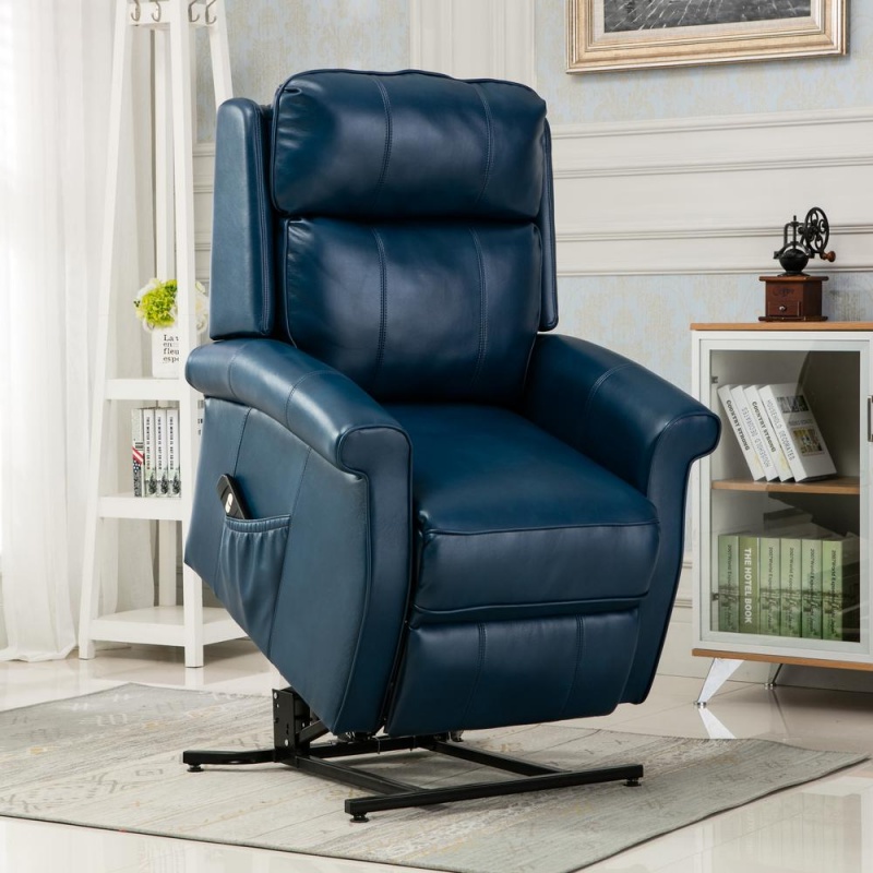 Lehman Navy Blue Traditional Lift Chair
