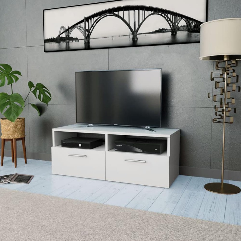 Vidaxl Tv Cabinet Chipboard 37.4"X13.8"X14.2" White