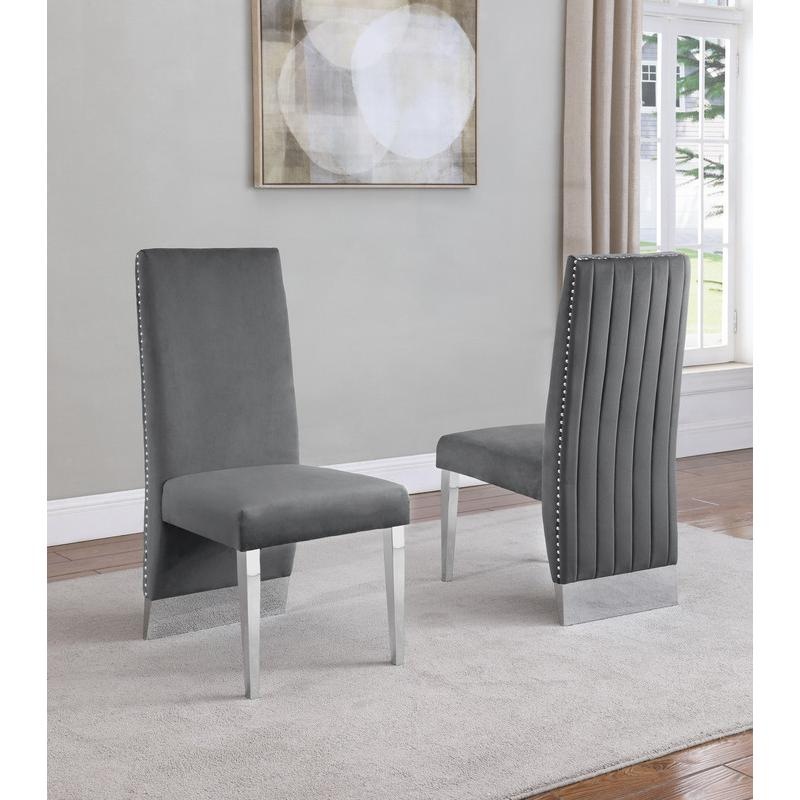 Tufted Velvet Upholstered Dining Chair, 4 Colors To Choose (Set Of 2) - Dark Grey