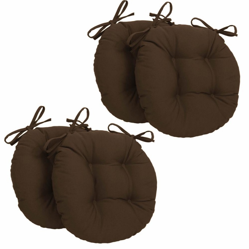 16-Inch Solid Twill Round Tufted Chair Cushions (Set Of 4)