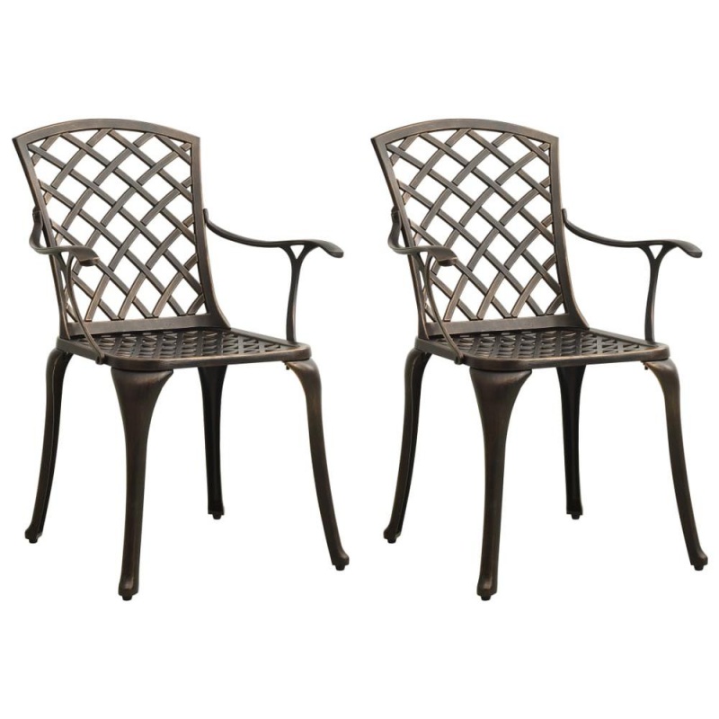 Vidaxl Garden Chairs 2 Pcs Cast Aluminum Bronze 5570
