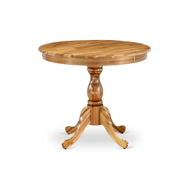 Round Dining Table Natural Acacia Finish