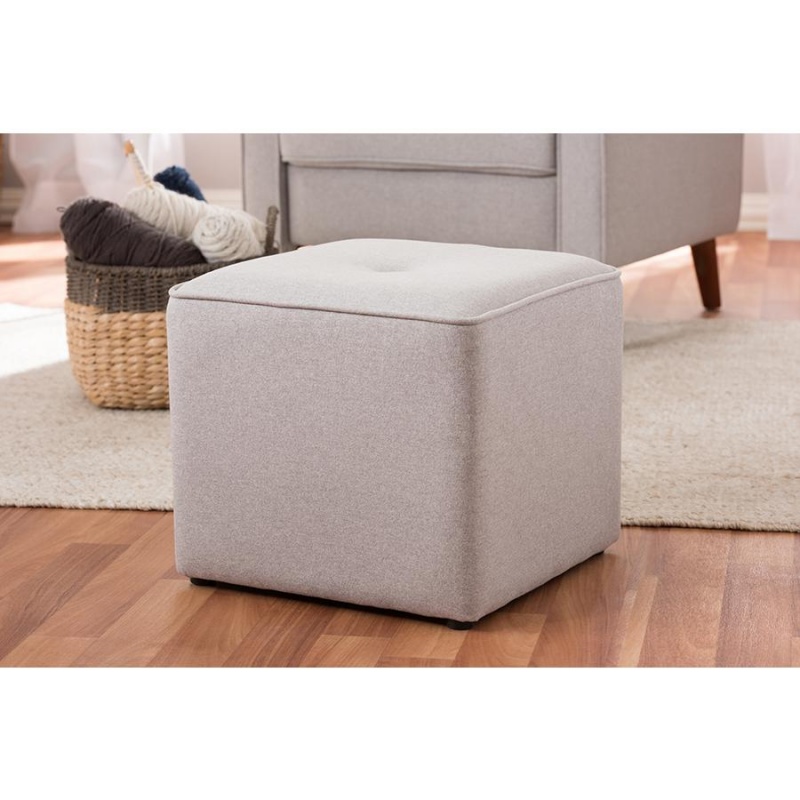 Corinne Modern And Contemporary Light Grey Fabric Upholstered Ottoman
