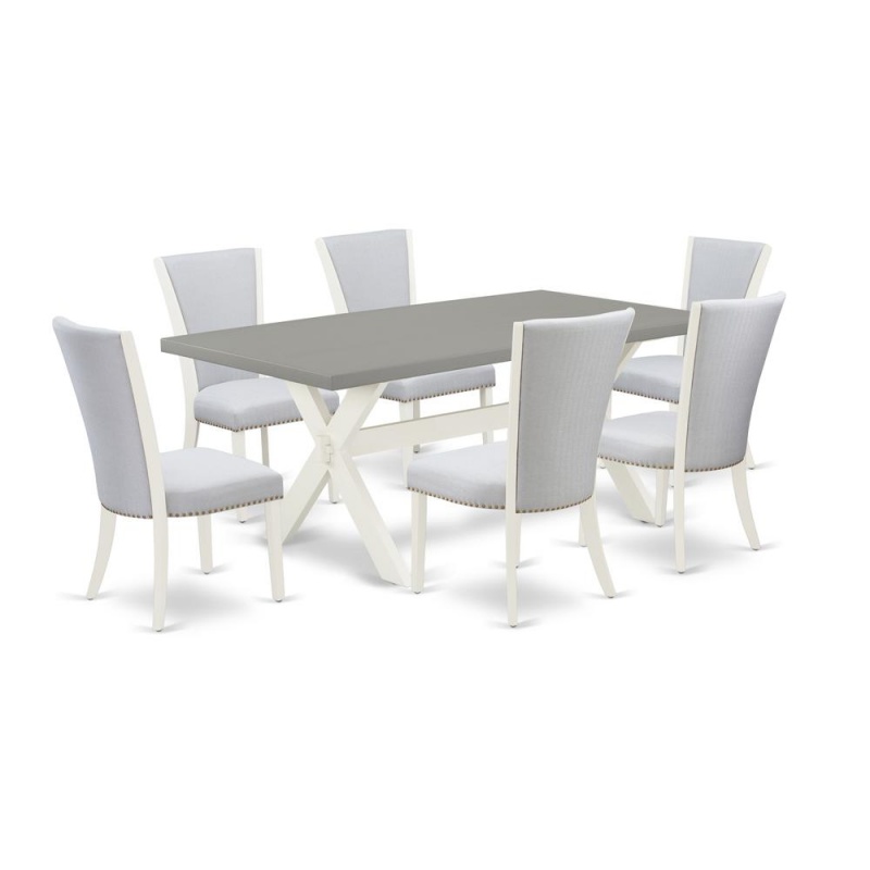 7-Pc Dining Room Set with 6 Upholstered Chairs