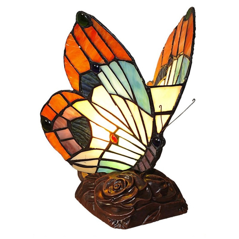 Kacy 2 Tiffany-Style Butterfly Accent Table Lamp