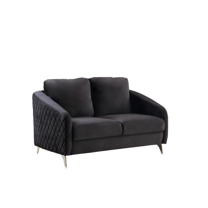 Sofia Black Velvet Modern Chic Loveseat Couch