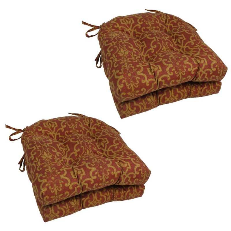 16-Inch Outdoor Spun Polyester U-Shaped Tufted Chair Cushions (Set Of 4)