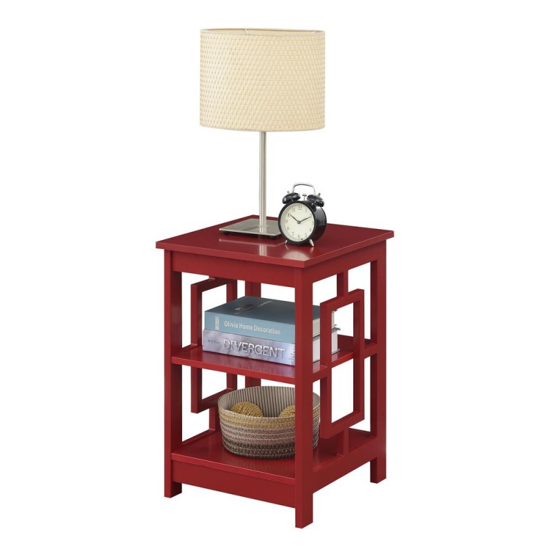 Town Square End Table With Shelves, Cranberry Red