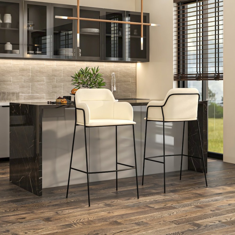 Axis Collection Modern Bar Height Chair in Biege