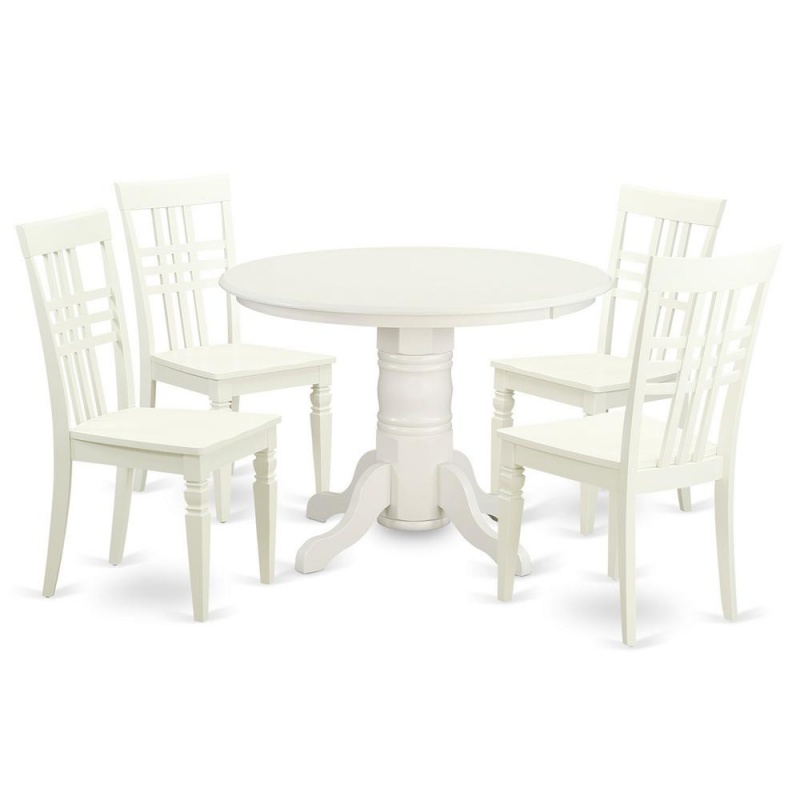 5 Pc Small Dinette Set With a Dining Table and 4 Dining Chairs in Linen White